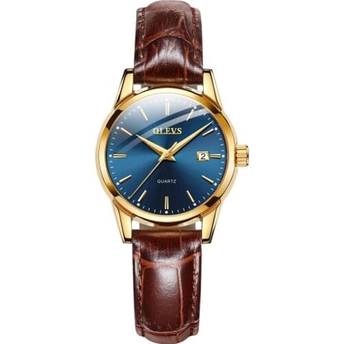 OLEVS Women Watches Breathable Fashion Leather Band Gold Case Quartz Casual Ladies Dress Wristwatch Gifts for Womens L6898