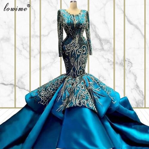 Beading Long Sleeves Evening Dresses Luxury Mermiad Evening Gowns Muslim Celebrity Dresses For Women платье 2021 нарядные