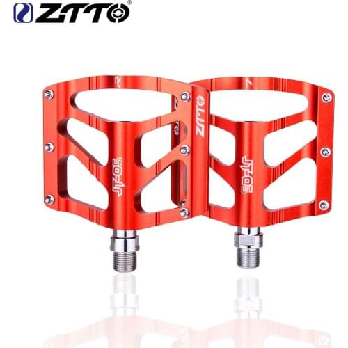 ZTTO Mountain Bikes Pedal JT05 Double DU Flat Plate Wide Aluminum Alloy Black/Red Pedal Bike Mountain Part Bike Accessories