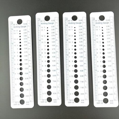 1pcs Plastic Sewing Knitting Needle Gauge Inch cm Ruler Tool (US UK Canada Sizes) 2-10mm Costura Sewing Accessories Tools