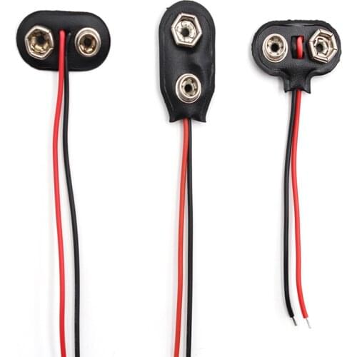 10 Pcs/lot New High Quality T type I type 9V Battery Snap Connector Clip with Wire Holder Cable Leads Cord