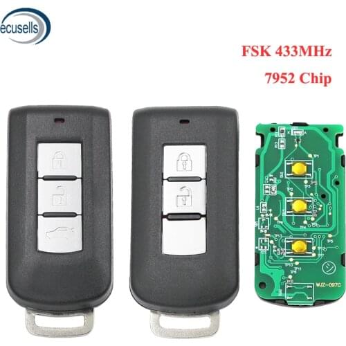 2 Button 3 Buttons Smart Remote key Fob FSK433MHz PCF7952 Chip For Mitsubishi Lancer Outlander ASX (With Emergency Key)