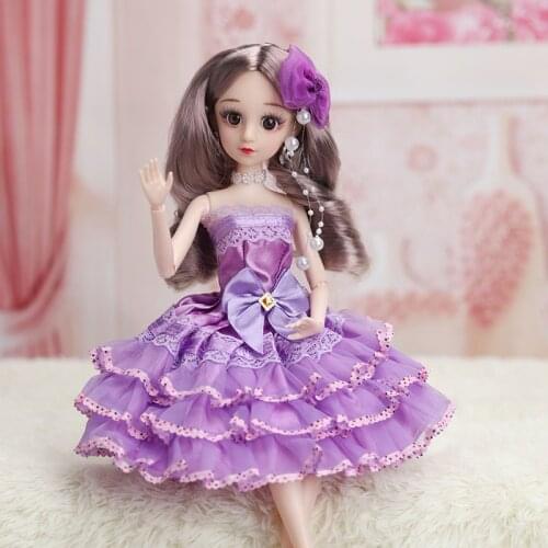 36cm doll with clothes purple hair ball joints doll princess doll toys for girls 14inch heigh 2 type body for choose