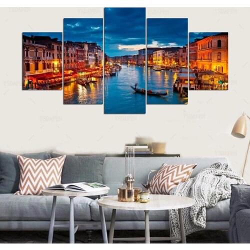 5 panel venice italy Modern hd Art print canvas art wall framed paintings for living room wall picture