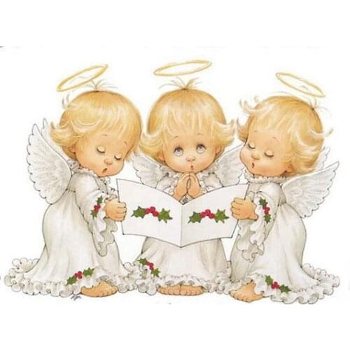 5D Diy Diamond Painting Cross Stitch Three Christmas Angel Wall Sticker Painting Diamond Mosaic Diamond Embroidery With Needles