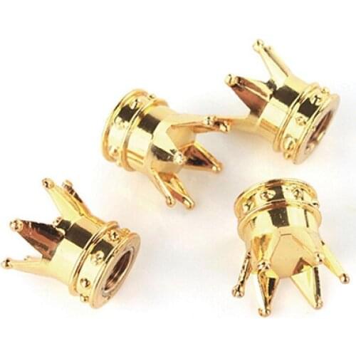 80% Hot Sale 4Pcs Universal Golden Crown Car Truck Bike Tire Air Valve Stem Caps Wheel Rims Car Exterior Accessories