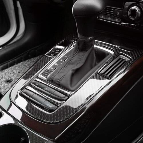 Car Styling Console Gearshift Decoration Frame Carbon Fiber Gear Panel Stickers Trim For Audi A4 B8 Q5 A5 Auto Accessories