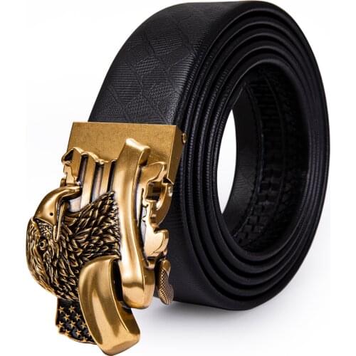 Barry.Wang Brand Belt for Men Black Cowhide Real Leather Belt Silver Automatic Slide Ratchet Buckle Waist Strap Male Party