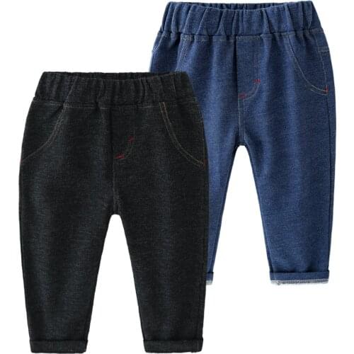 Brand Children Jeans Baby Boys Dark Blue and Black Denim Pants Kids Solid Trousers Kids Boys Casual Jeans Cowboy Clothing 3-8Y