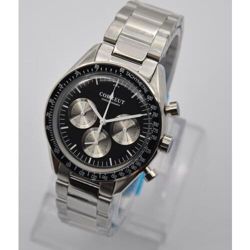 CORGEUT Luxury Mens Watch Sports 24-hour Multi-Function Watch Brand All-steel Chronograph Waterproof Quartz Clock часы мужские