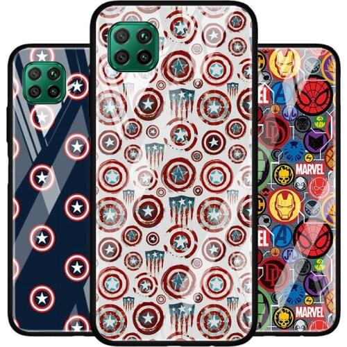 Captain America Marvel Tempered Glass Cover For Huawei P40 P30 P20 P10 P Smart Z Pro Plus Lite 2020 2021 Phone Case