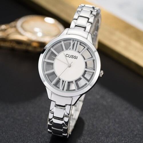 CUSSI 2019 Creative Hollow Women Watches Silver Luxury Ladies Bracelet Watches Fashion Women Quartz Wristwatch relogio feminino