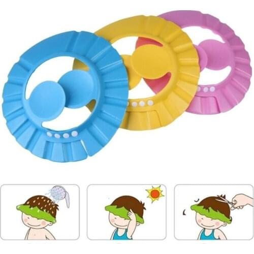 Baby Shower Caps Shampoo Cap Wash Hair Kid Bath Visor Hats Adjustable Shield Waterproof Ear Protection Eye Children Hats Infant
