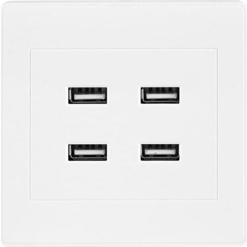 4 USB Ports DC 5V Home Office Electric Wall Mounted Power Socket Charger Outlet