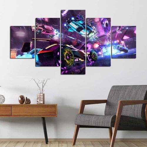 No Framed Canvas 5Pcs Neon Car Rocket League Video Game HD Wall Art Posters Pictures Paintings Home Decor Accessories Decoration