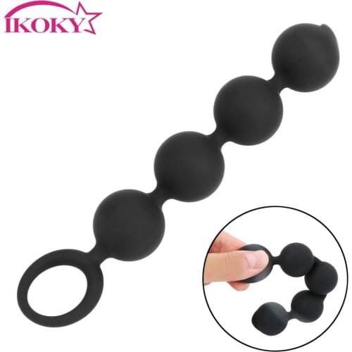 IKOKY 4 Balls Anal Beads Prostate Massage Butt Plug Sex Toys for Women Men Anal Plug with Pull Ring Silicone G-spot Stimulate