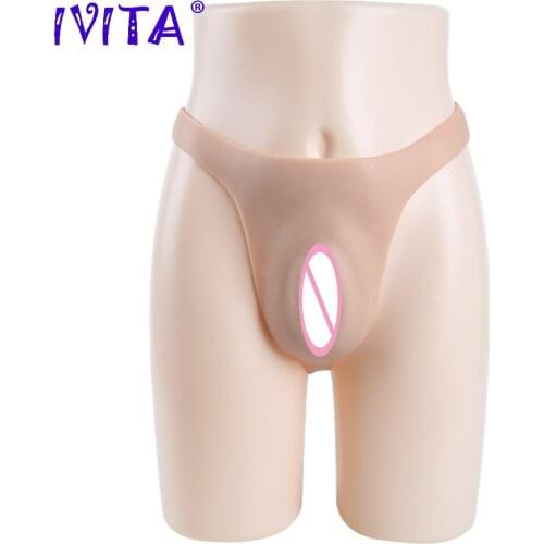 IVITA 100% Artificial Silicone Fake Vagina Buttocks Enhancement Transgender Vagina For Crossdresser Drag-Queen Underwear Panty