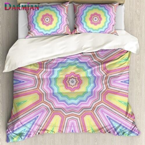 DARMIAN 2021 Harajuku Style Printed Home Bedroom Decor Pink Pillowcase and Duvet Cover Set Comfort Bedding Set 3Pcs Bed Linens