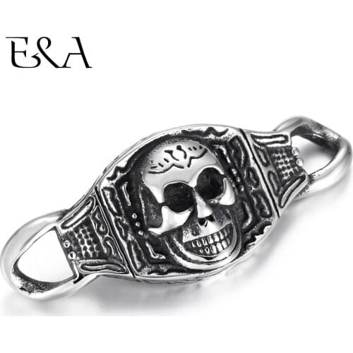 Stainless Steel Connectors Curved Skull 1/1 Loop for DIY Punk Bracelet Making Findings Jewelry Connect Parts Supplies 52*20*8mm