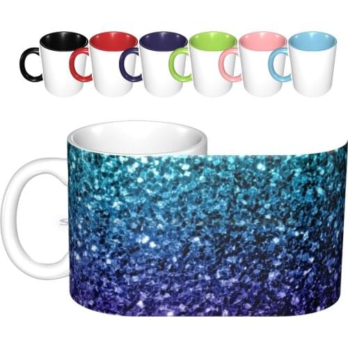 Beautiful Aqua Blue Ombre Glitter Sparkles Ceramic Mugs Coffee Cups Milk Tea Mug Aqua Purple Ombre Blue Purple Ombre Purple