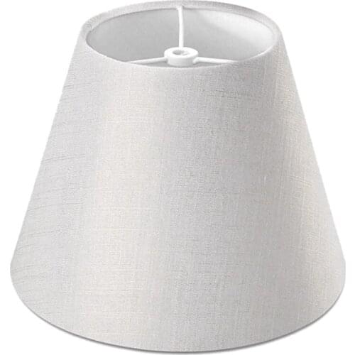 Lamp Shade Linen Fabric White Lamp Shade Small 5 Inch Top Diameter x 9 Inch Bottom Diameter x 7 Inch Tall (White with Gold Threa