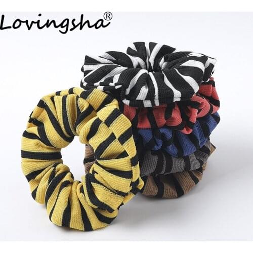 LOVINGSHA Female Striped Hair Accessories For Girl Brand Women Hair Tie Lady Scrunchies Ponytail Hair Holder Rope FC130
