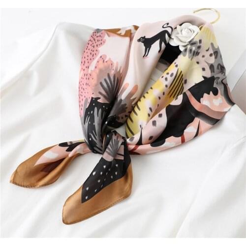 Small Silk Square scarf Hair Print Luxury brand Women Scarves Head wraps Female Neck Bands Neckerchief Satin Shawl