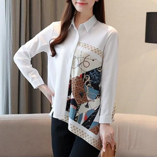 Fashion print ladies shirts Womens Blouses 2021 Spring Autumn Long Sleeve Shirts Tops Blusas Mujer