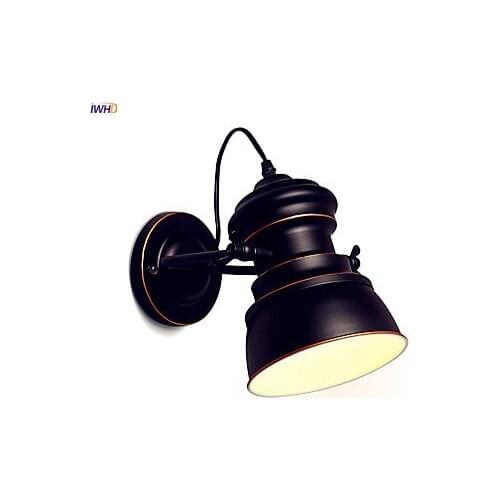 IWHD Nordic Iron Wrount Wall Lights Fixtures Living Room Bedroom Retro Vintage Wall Light Sconce Beside Lamp Home L