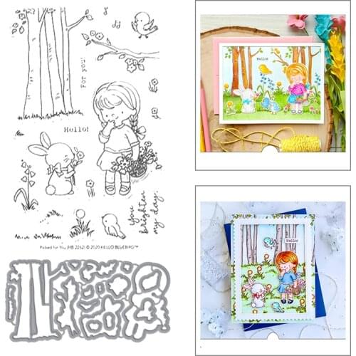 2020 New Hot Easter Bunny Bird Girl Plant Tree Flower Leaf Lawn Stamps and Metal Cutting Dies Foil Scrapbooking For Card Making