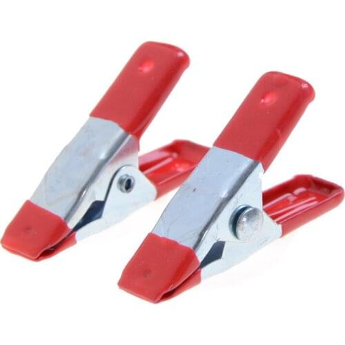 New 10pcs 2" Mini Metal Heavy Duty Spring Clamps Crocodile Clip Red Plastic Tips Tool Clips Grip Holder