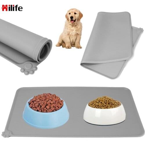 Solid Color Easy Washing Pet Mat Silicone Pet Food Pad Dog Feeding Placemat Pet Bowl Drinking Mat