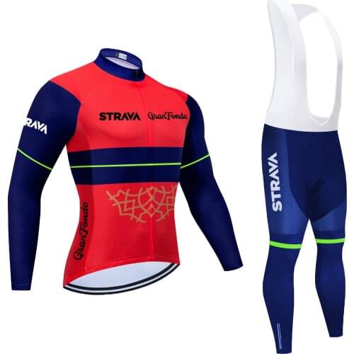 Autumn Long Sleeve TEAM STRAVA Cycling Clothing Set 2021 Breathable Bicycle Wear MTB Bike Cycling Jersey Ropa Maillot Ciclismo