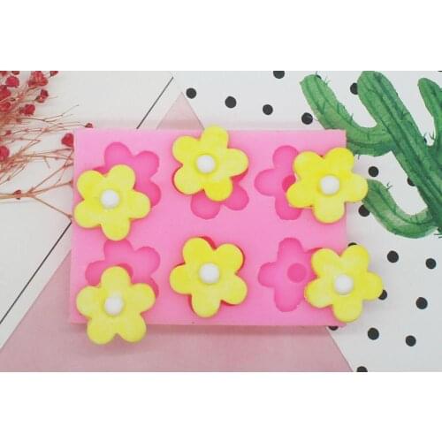 P1105 6 hole mini five-piece flower aromatherapy plaster decorative wax brand silicone mold DIY diffused stone kitchen tool