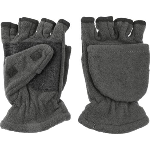 Women Men Winter Polar Fleece Half Finger Flip Gloves Double Layer Thicken Touch Screen Fingerless Convertible Mittens Warm