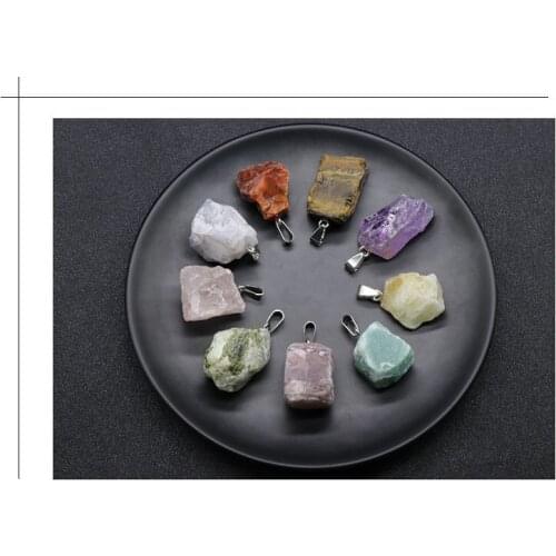 Irregular Shape Natural Stone Pendants 16 Colors For Your Choice Size 15x25mm Amethyst Crystal Jewelry For Necklace Wholesale
