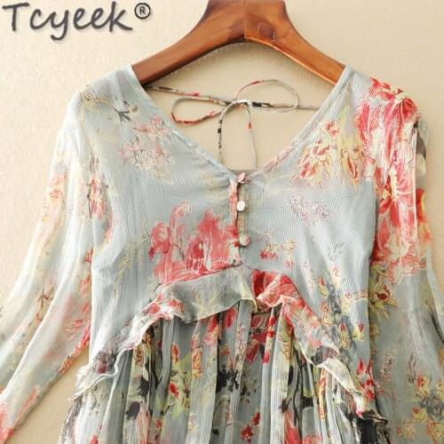 Silk 200% Summer Dress for Women Beach Maxi Dresses Floral Elegant Ladies Dresses Vestidos De Mujer Casual Gxy44