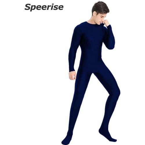 Speerise Adult Spandex Nylon Black Zentai Suit Footer Men One Piece Unitard Full Body Custom Costumes Cosplay Bodysuit Halloween
