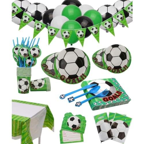Soccer Football Birthday Party Decoration Football Theme Disposable Party Tableware Birthday Party Decor Kids Boy Soccer Party