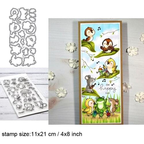 Garden Party Clear Stamps With Metal Cutting dies for DIY Scrapbooking Paper Cards Silicone Transparent Stempels Seal Ne