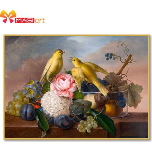 Cross stitch kits Embroidery needlework sets 11CT water soluble canvas patterns 14CT Animal Style Two yellow birds -NCMA126