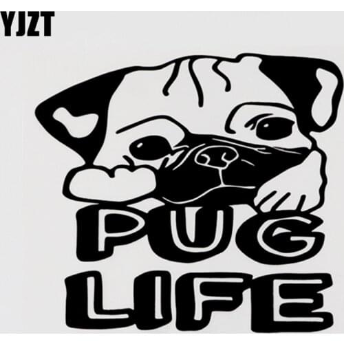 YJZT 15CM×13.5CM Funny Animal Pug Life Graphical Vinyl Decal Car Sticker Black/Silver 13F-0069