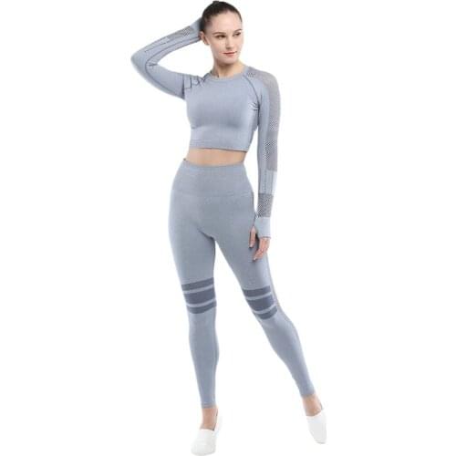 Womens Sportswear Yoga Set Workout Clothes Athletic Wear Sports Gym Fitness suits High Waist Hollow Leggings Sportswear
