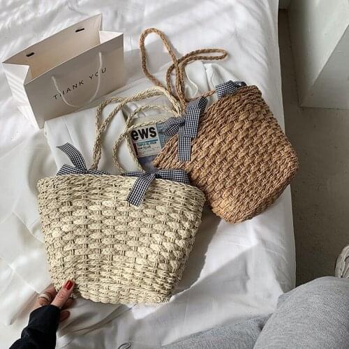2021 Designer Rattan Bucket Bags For Women Large Capacity Straw Woven Handbag Women Shoulder Messenger Bags Lady Tote Handbags