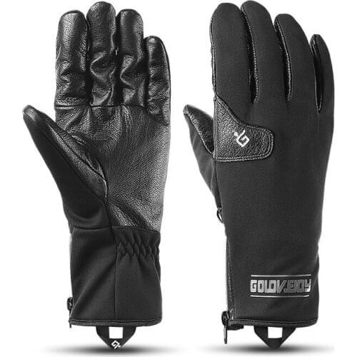 PU Leather Winter Outdoor Cycling Sports Running Glove Warm Touch Screen Gym Fitness Full Finger Gloves For Men Women Gloves