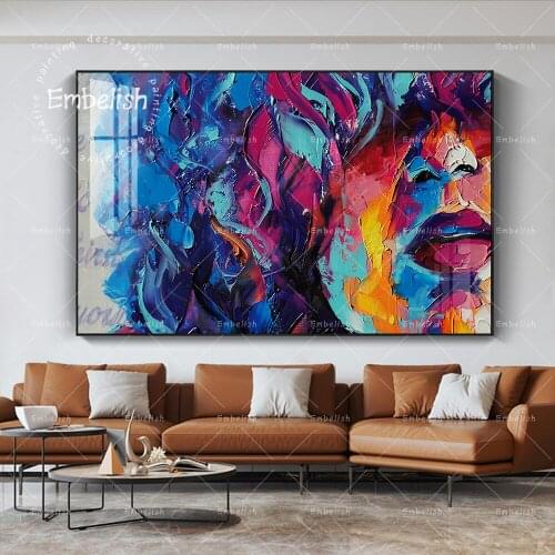 1 Pieces Colorful Fanstasy Woman Face Portrait Wall Art Pictures For Living Room Modern Home Decor Posters HD Canvas Paintings
