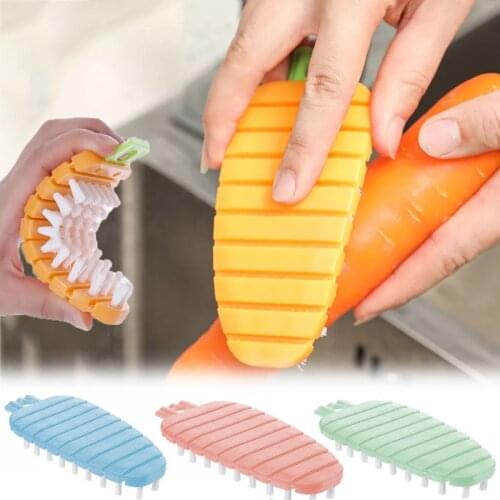 1 Piece Colorful Carrot-shaped Cleaning Brush Fruit and Vegetable Brush Easy Potato Kitchen Household Gadgets Kitchen Brush