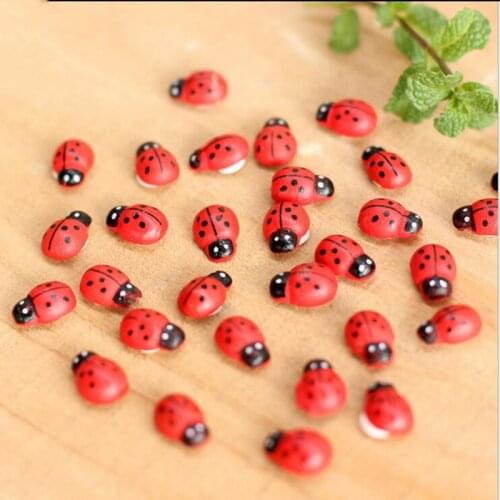 100pcs/set Cute Resin Crafts Decorations Miniature Ladybug Fairy Gnome Terrarium Christmas Xmas Party Garden Gift