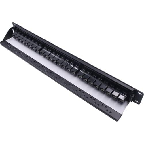 19in 1U 24 Port Straight-Through CAT6A Patch Panel RJ45 Network Cable Adapter Keystone Jack Ethernet Distribution Frame