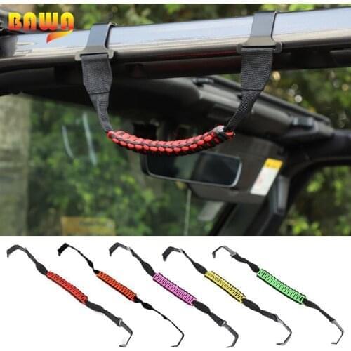 BAWA 2pcs Front Door Top Grab Handle Strap Accessories for Jeep Wrangler Jimny Universal car Interior Mouldings Accessories